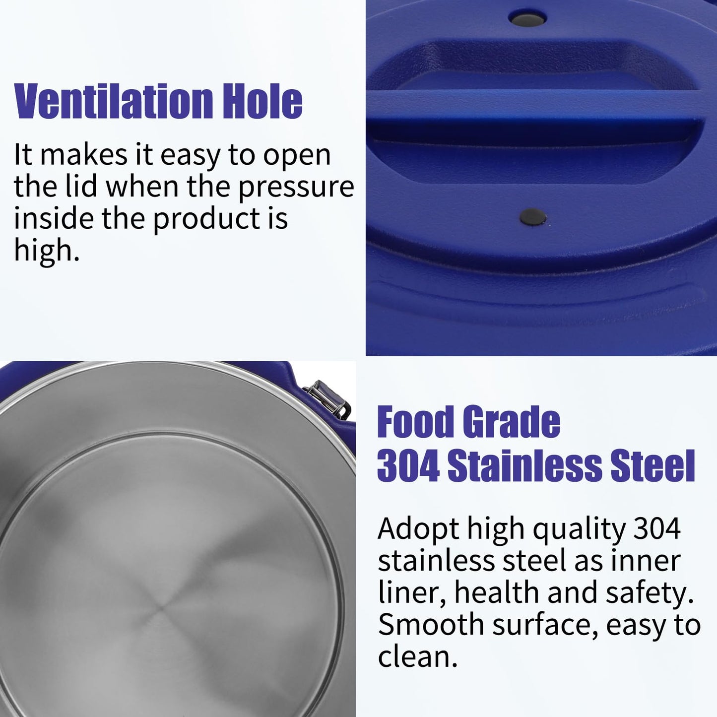 32QT Insulated Soup Container 7.9 Gallon Commercial Food Warmer for Hot&Cold Food, Hot Box for Catering, Food Cooler Soup Carrier for Restaurant, Canteen 6H Insulation Time (Blue)