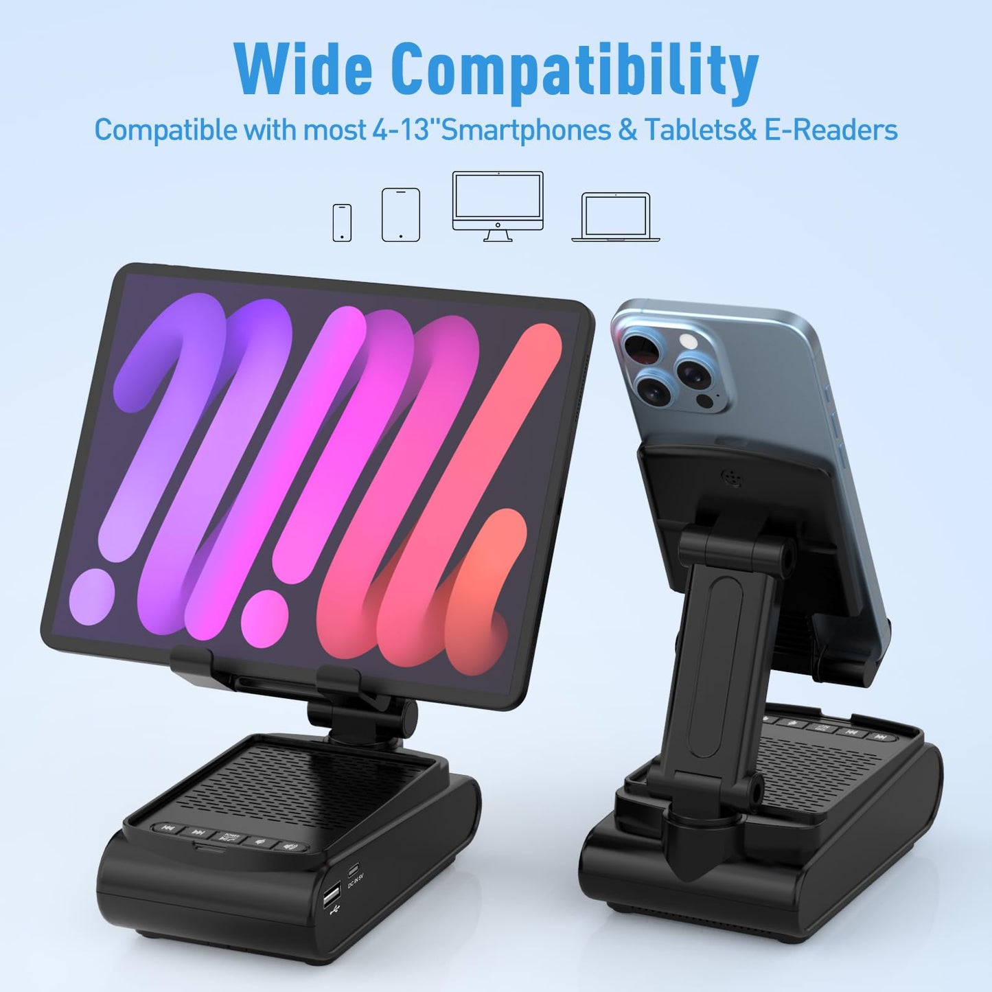 Gifts for Men, Cell Phone Stand with Wireless Bluetooth Speaker, Birthday Gifts for Mens Dad Boyfriend, Cool Gadgets for Men, Anniversary Ideas Gift, Compatible with iPhone/iPad/Samsung Galaxy