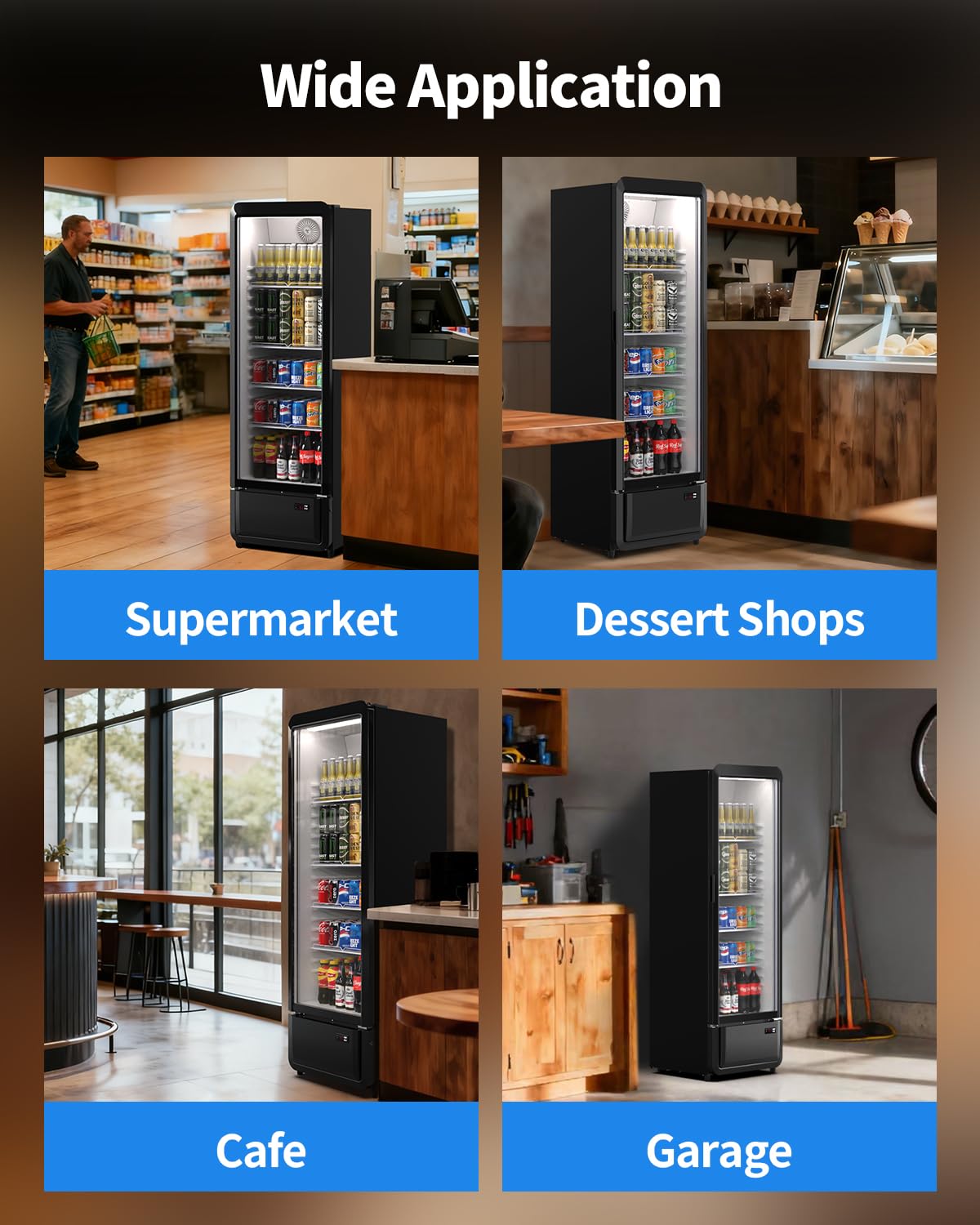 9.89 Cu. Ft Commercial Fridge, Display Merchandiser Drink Refrigerator with Glass Door & LED, 4 Adjustable Shelves Holds 288 Cans, Beverage Cooler for Beer, Soda, ETL DOE NSF Certified