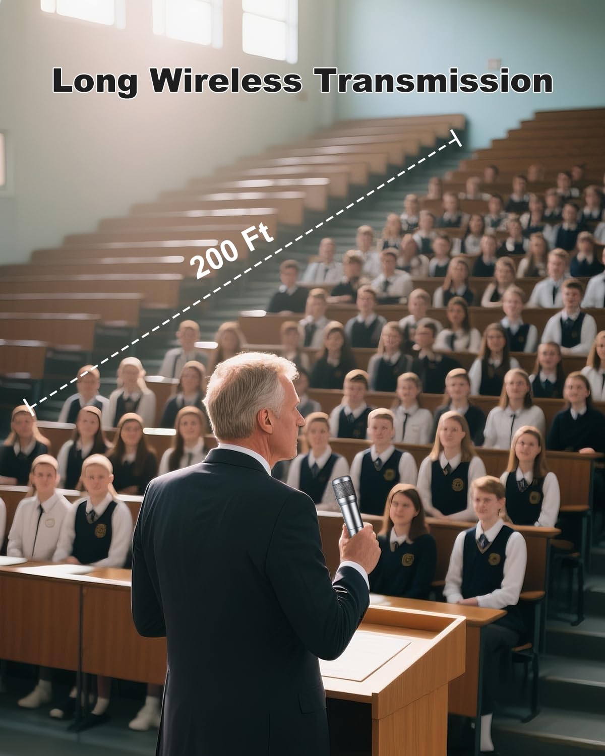 Luvumvlt Wireless Microphone, Dual Handheld Dynamic Mic With Rechargeable Receiver, 40H Duration, 200Ft Range, Plug And Play, Ka