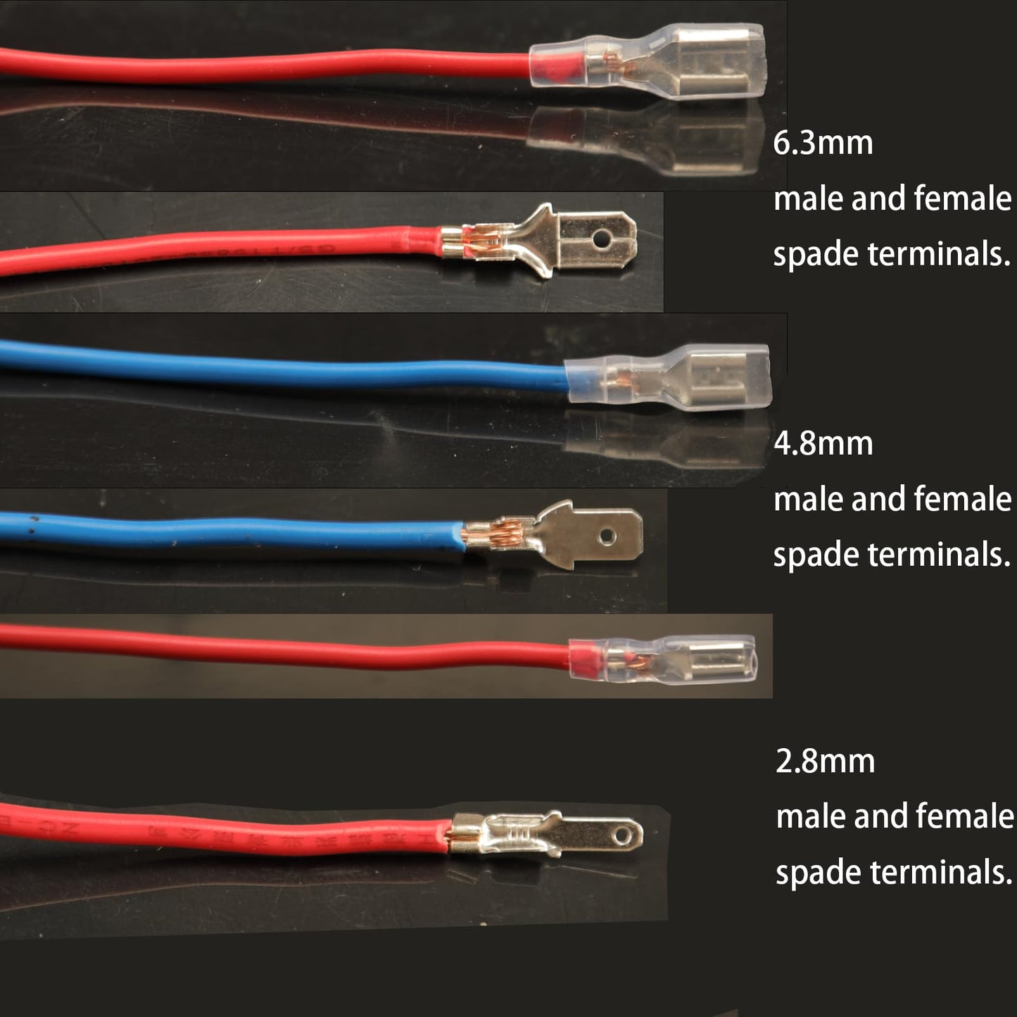Feggizuli 540pcs 2.8mm 4.8mm 6.3mm Male and Female Spade Connectors Kit with Insulating Sleeve, Crimp Terminals Electrical Connectors, Electrical Terminals for Electrical Wiring