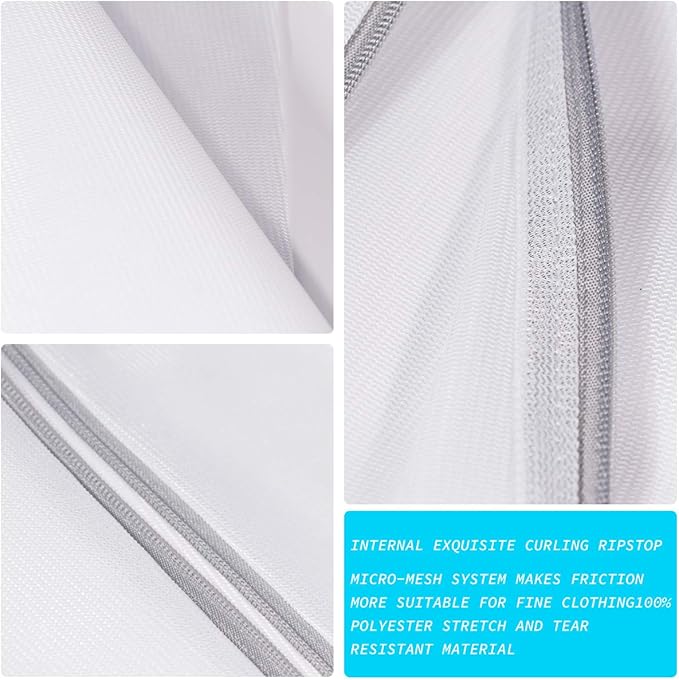 Laundry Mesh Bag-Heavy Duty Fine Mesh Wash Bag for Washing Machine-Supper Zipper Net Laundry Bag for Travel,Lingerie,Sweater,Garment,Undergarment （1M+2L）