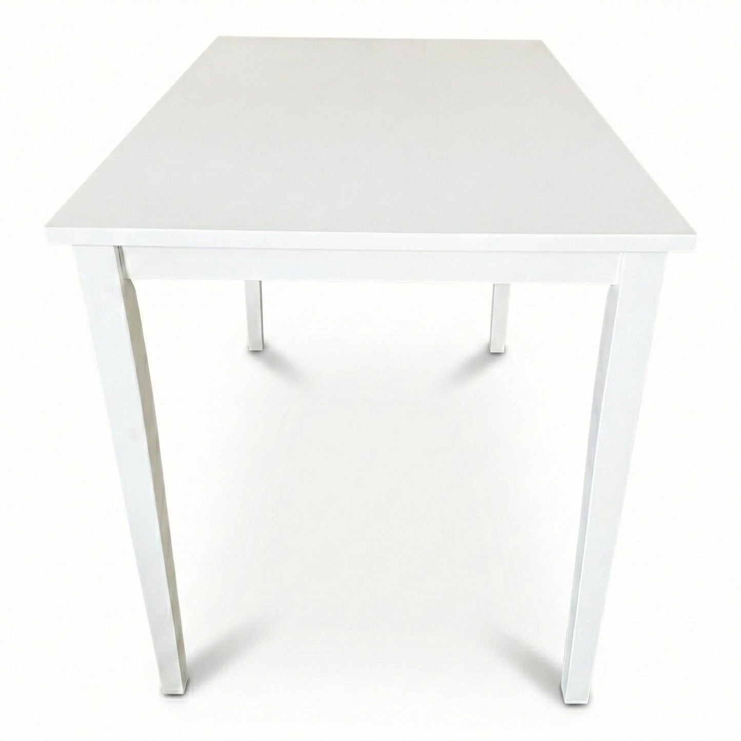 Modern 43.3 Inch Rectangular Dining Table, White Finish Solid Rubberwood