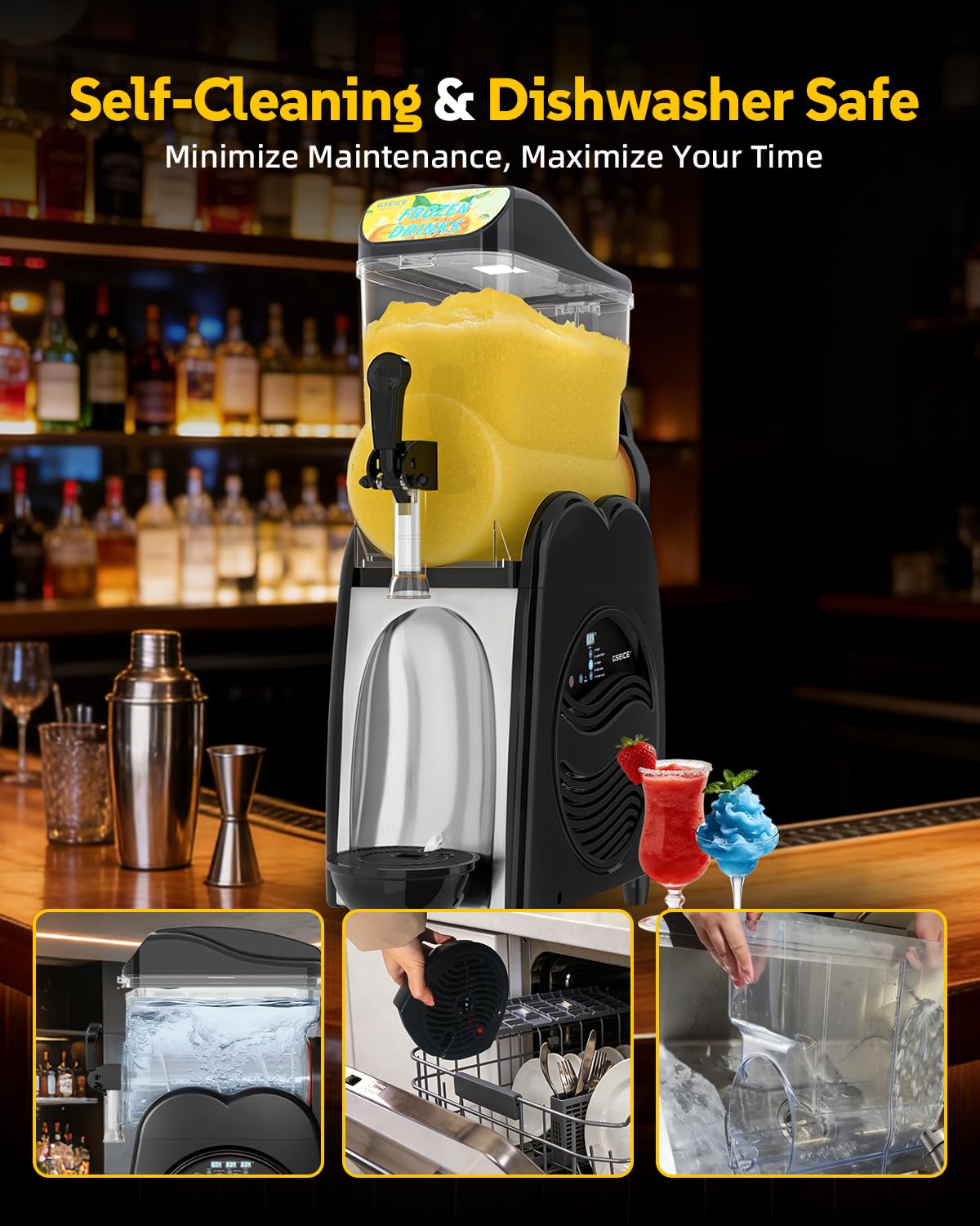 GSEICE Slushie Machine for Home 4 Gallons Single Slushy Machine for Margaritas Slushy’S Frozen Drinks, 110V/60Hz Frozen Drink Machine for Family Reunion Birthday Wedding Parties