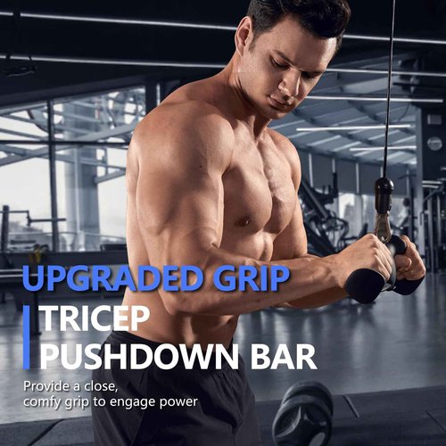 HXD-ERGO LAT Pulldown Attachments-LAT Pull Down Bar with Ergonomic Grips, Bicep Tricep Bar Pushdown Cable Attachment for Gym, Muscle Exercise, Strength Training (Narrow Grip)