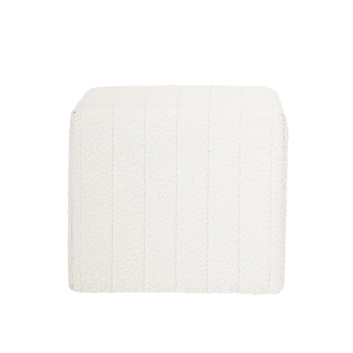 HomePop Modern Channel Tufted Ottoman Home Décor|Ottoman for Living Room & Bedroom - Cream Boucle