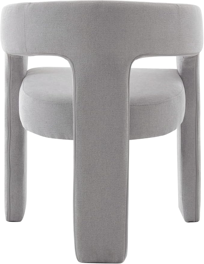 DAYALANE Modern Barrel Dining Chair, Upholstered Accent Kitchen Chair with Arms Comfy Chenille Side Chair for Living Room/Home Office/Reception, Grey Chenille