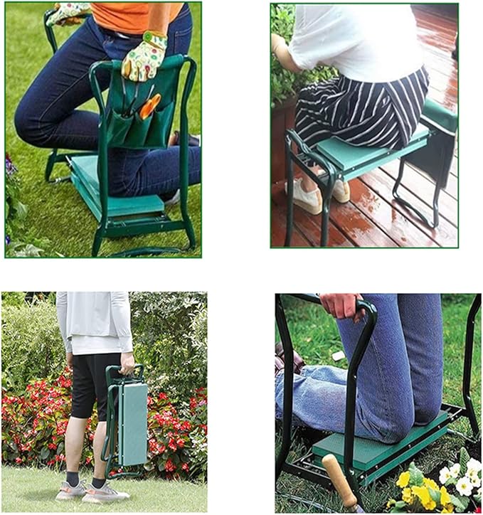 TJHSM Multifunctional Garden Kneeler & Seat - Heavy Duty Folding Kneeling Bench with Handles, Ideal for Gardening and Sitting - Perfect Garden Stool for Seniors Women