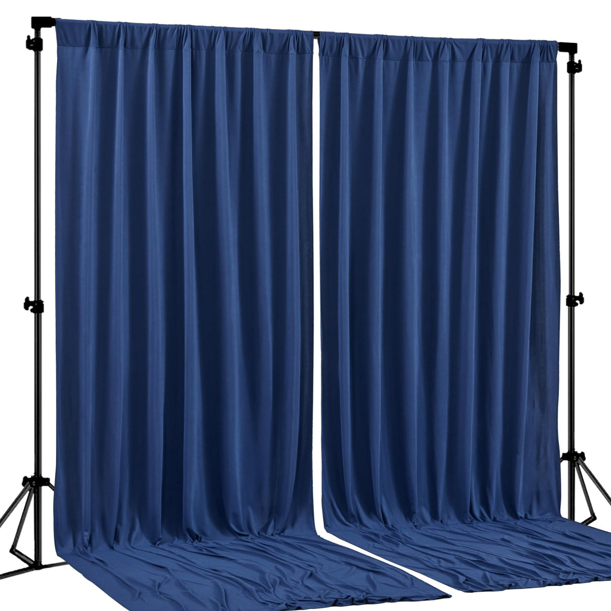 Wish Care Navy Blue Backdrop Curtains-Wrinkle-Free Polyester Photography Drapes Party Curtain Background for Baby Shower Wedding Decorations- 8 X10FT (Navy Blue)