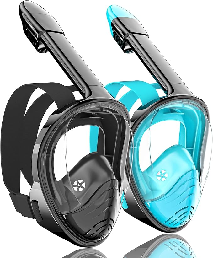 QingSong Full Face Snorkel Mask for Adults, Snorkeling Gear with Camera Mount, 180 Degree Panoramic View Snorkel Set Anti-...