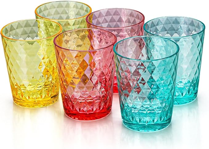 AKMQYM BPA-Free Plastic Tumblers 6 Pack (6x16oz) | Reusable Dishwasher Safe | Stackable Shatterproof Cups | Plastic Drinkw...