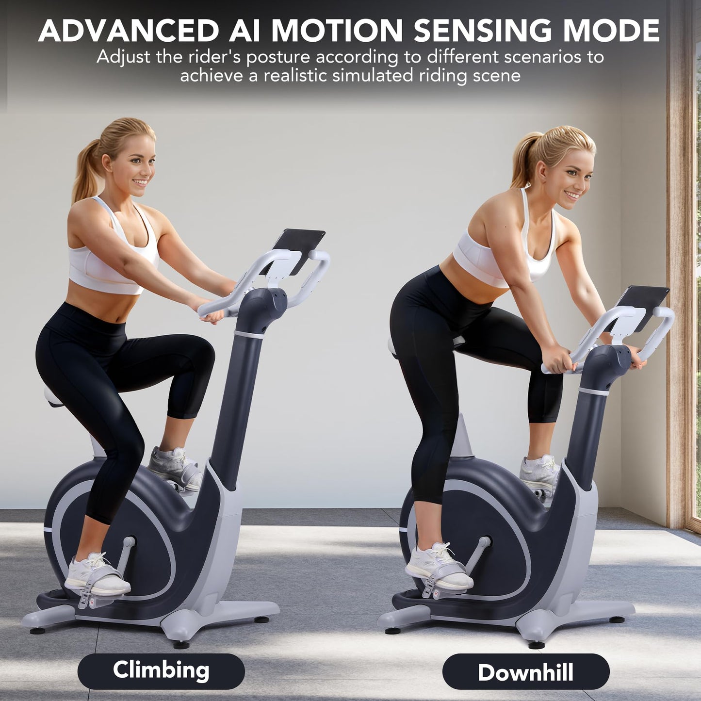 Stationary Exercise Upright Bike, Smart Indoor Cycling Bike, Exercise Bike for Home with Magnetic/Auto Resistance, App Data Tracking