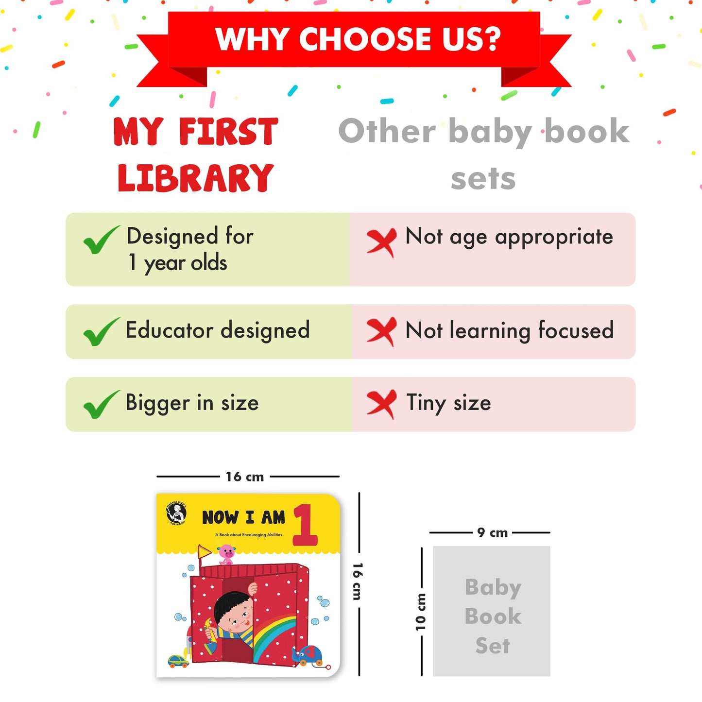 Madame Curie’s My 1 Year Old Library Set of 5 | Baby Toys, for Ages 12-18-24 Months | Best Toddler Board Books | Birthday Gift Ideas for Newborn Girl & Boy, Infant Toys