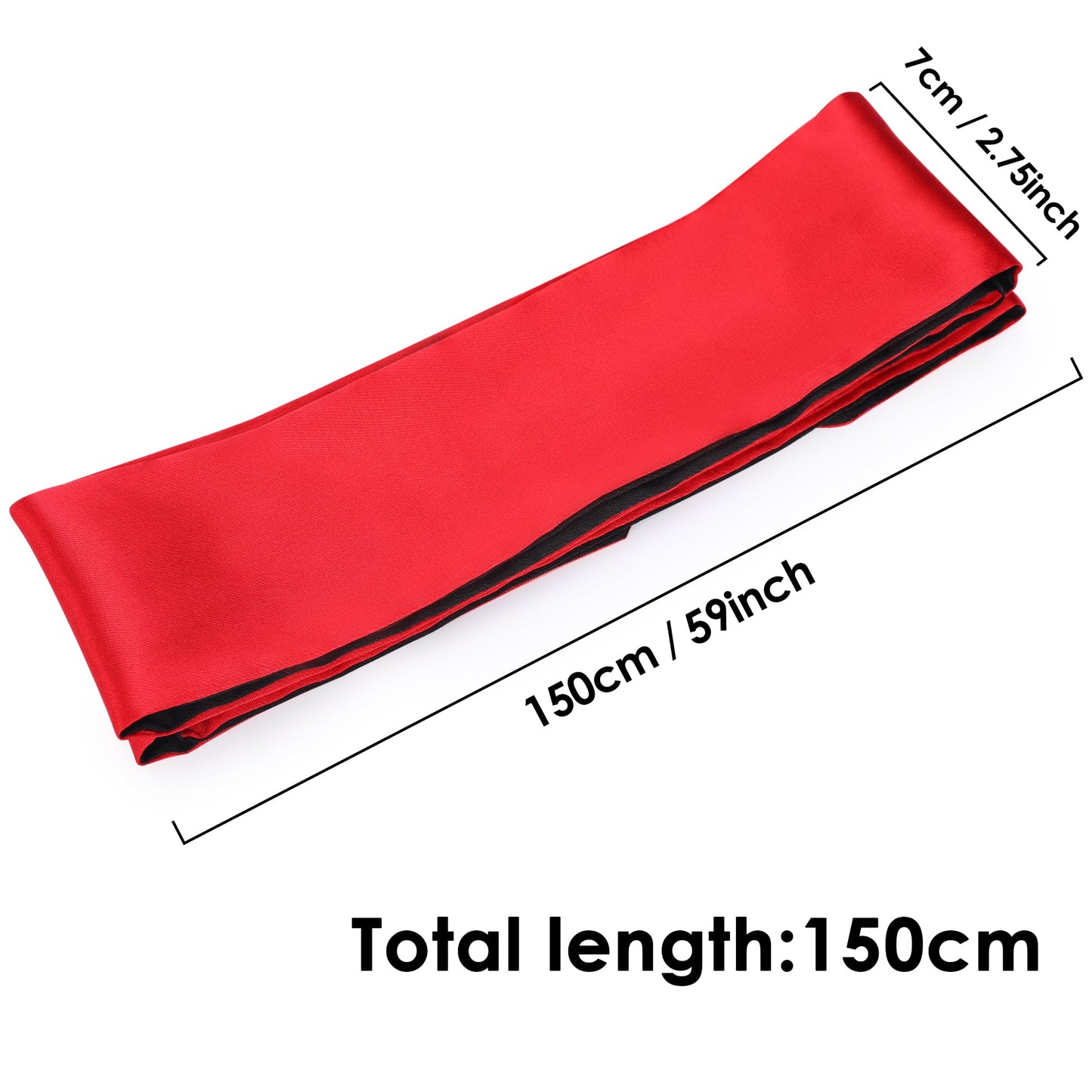 FRESHME Satin Eye Mask for Sleeping - Soft Eye Mask Adjustable Eye Shade Comfy Satin Eye Cover for Women Men Night Travel Nap Meditation Valentine's Day Gift Sleep Companion 160cm/63in Black and Red