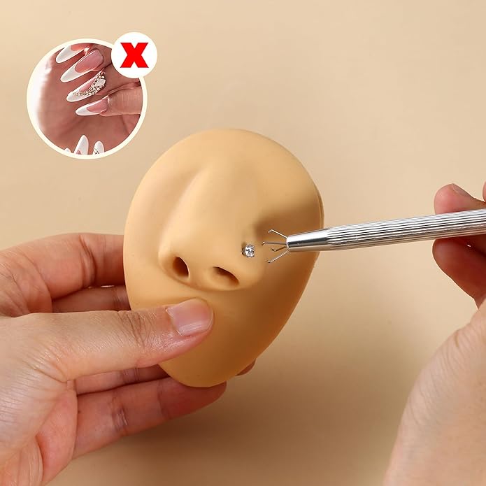 Piercing Taper Ball Grabber Tool for Changing Jewelry - 14G 16G 18G 20G Stainless Steel Flat Back Earrings Applicator Tool Threadless Insertion Pin Thread Body Piercing Kit for Ear Nose Lip
