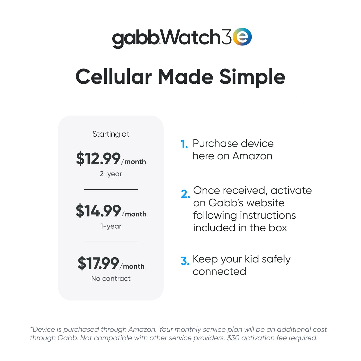 Gabb Watch 3e - Smart Watch for Kids, GPS Tracker, No Social Media or Internet, Fees Required (Dark Gray)