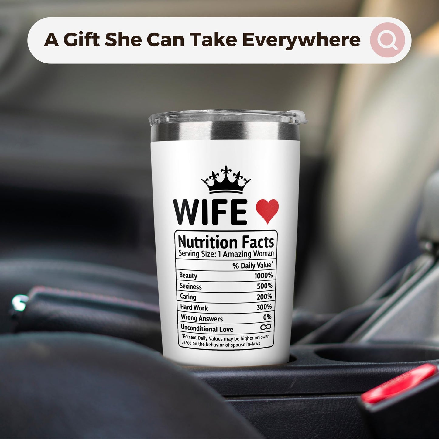 KatAndNat Gifts for Wife - Wife Gifts from Husband - Wedding Anniversary for Women, Valentines, Birthday Gift Ideas, Mothers Day, Christmas Gift for Her - Romantic Cup for Her - 20 Oz White Tumbler