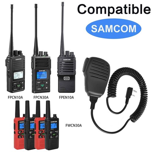 SAMCOM Speaker Mic for Two Way Radios,2 Pin Walkie Talkies Shoulder Mic, Handheld Walkie Talkie Microphone for Most 2 Way Radio, K Type Radio Microphone with PTT (6 Pack)