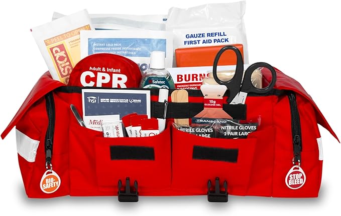 MFASCO OSHA & ANSI Complete Compliance First Aid Kit - Bleeding Control - Bodily Fluids Cleanup - Worksite & Vehicle - Por...