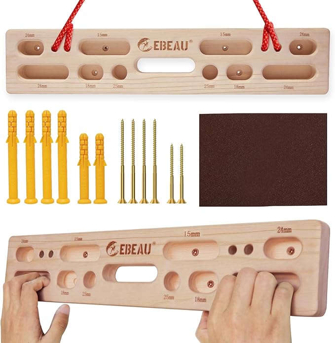 ebeau Climbing Hangboard Portable Hangboard Rock Climbing Holds for Climbing and Grip Training, Door-Mounted Workouts, and...