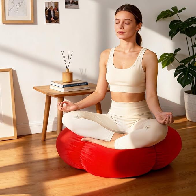 Extra Large Tomato Floor Cushion Pillow – Plush Floor Cushion for Sitting & Activities, for Reading, Gaming, Meditation & Home Decor – Cute Round Plush Chair Cushion.65cm/25.6Inch