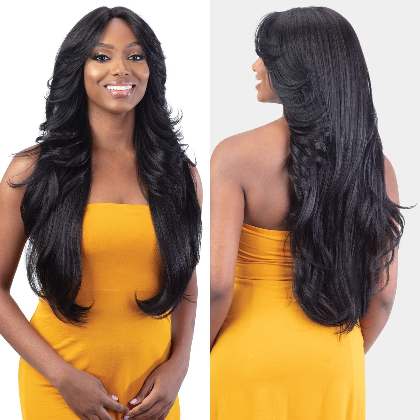 FreeTress Equal HD Lace Front Wig Curtain Bang Bombshell (BURG)