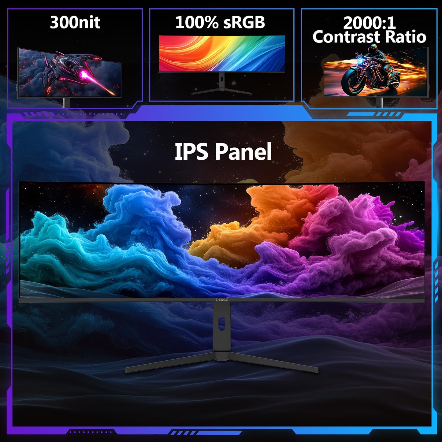 5K Monitor, Z-Edge 40 inch Ultrawide Curved Gaming Monitor, UHD 5120x2160 IPS Computer Monitor, 300 cd/m², 120Hz Refresh Rate, 1ms Response Time, UG40 2*HDMI(2.1) 2*DP(1.4) with Speakers