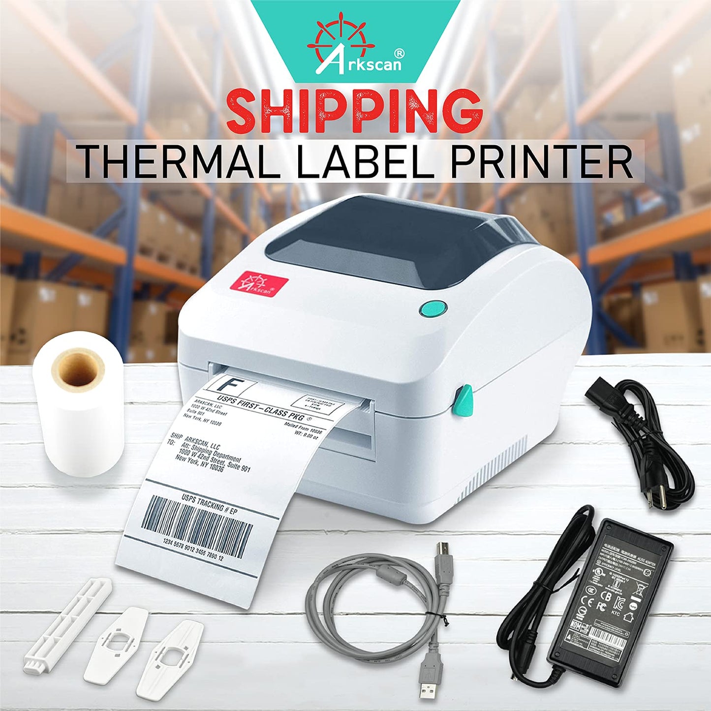 Arkscan 2054A-LAN Ethernet Network Shipping Label Printer for Windows Mac Chromebook iPhone & Android, Support Amazon Ebay Paypal Etsy Shopify ShipStation UPS USPS FedEx, 4x6 Direct Thermal