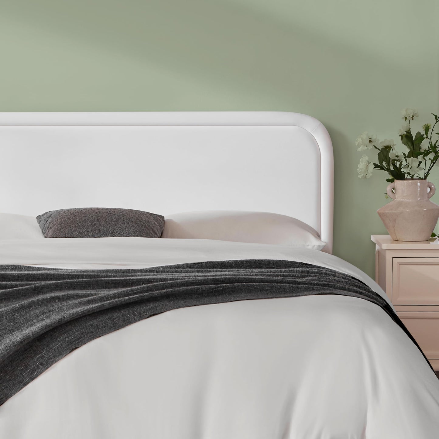 Howjoe Velvet Fabric Headboard Queen, Upholstered Headboard Queen Size Only, Dorm Bed Headboards from 41” to 49” Height, Sturdy and Durable Solid Wood Bed Head Board, White