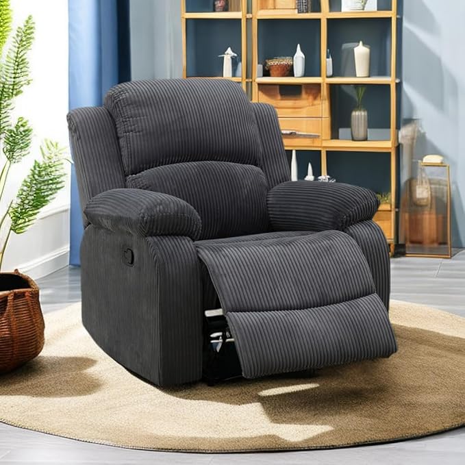 A Ainehome Recliner Sofa Set Loveseat Chair Furniture Sofa Set Living Room Furniture Set Grey Corduroy for Living Room/Small Space/Rv/House/Office/Theater Seating (A-Dark Grey Corduroy, Chair)