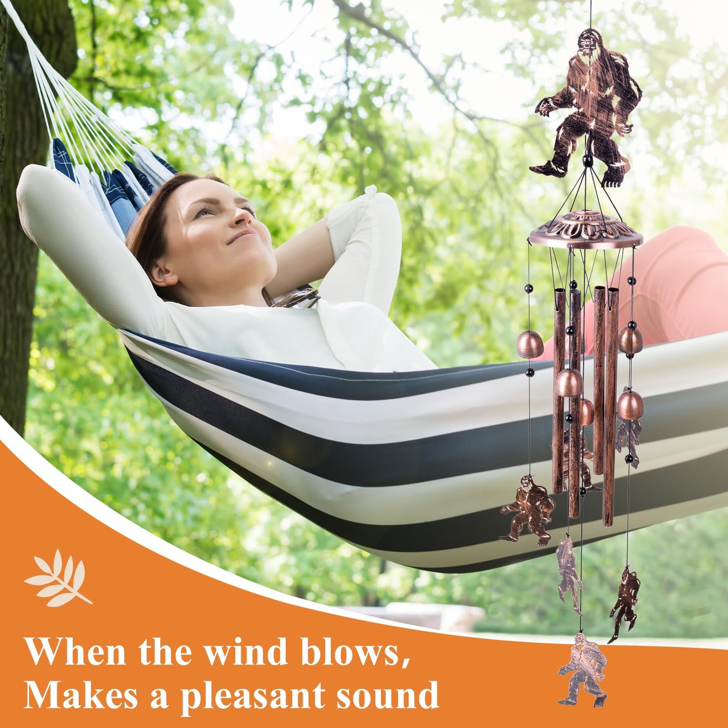 Bigfoot Gifts for Men and Women, Metal Bigfoot Wind Chimes with 6 Chimes and 4 Aluminium Tubes, Beautiful Sounds Sasquatch Gifts for Outside, Home, Lawn, Porch, Patio, Garden Decor, Yard Decoration