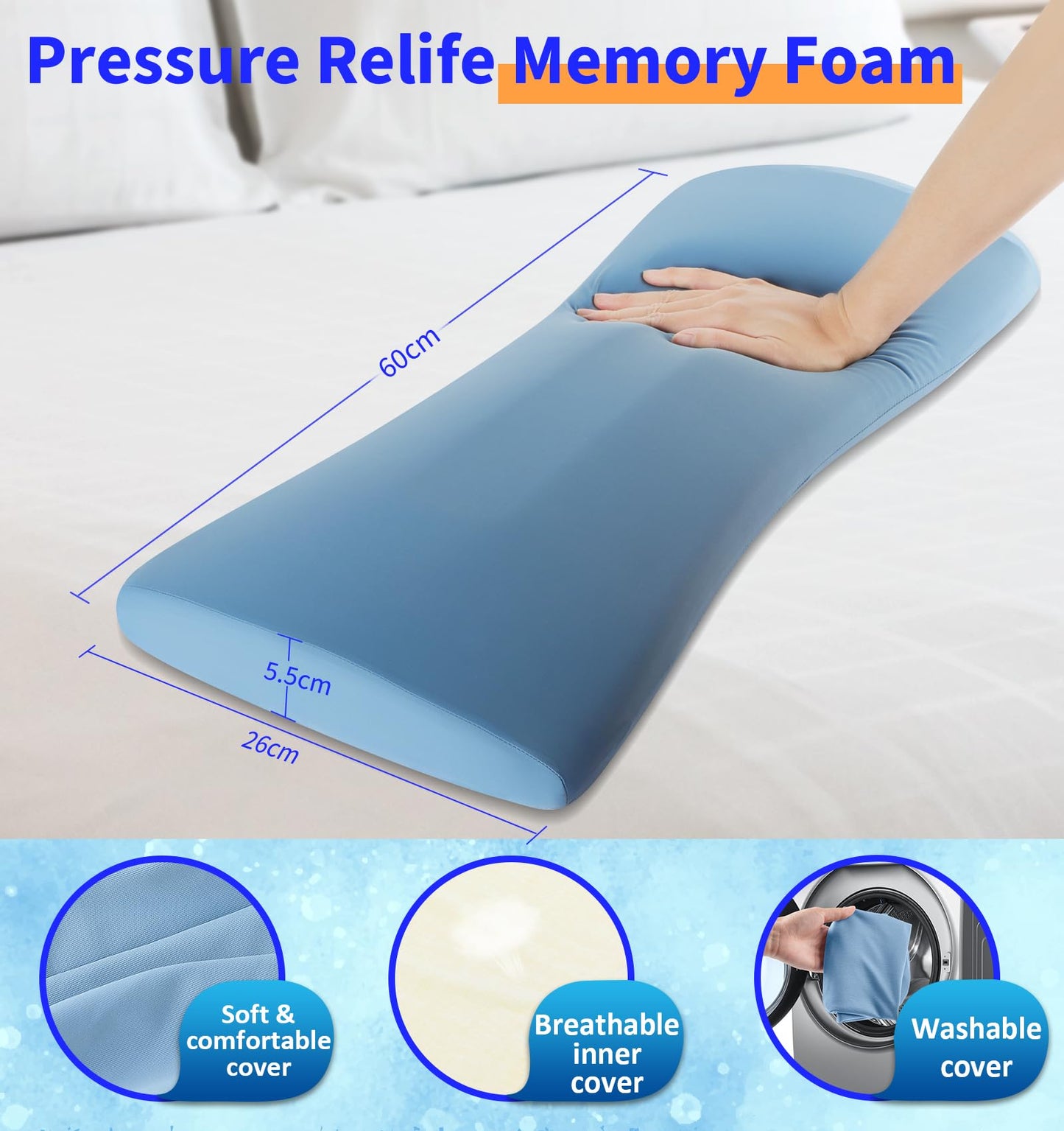 Lumbar Support Pillow for Bed Relief Back Pain: Lower Back Pillow for Sleeping - Memory Foam Waist Pillow - Cooling Back Bolster Pillow for Side, Back&Stomach Sleepers - Bed Rest Pillow for Car, Sofa