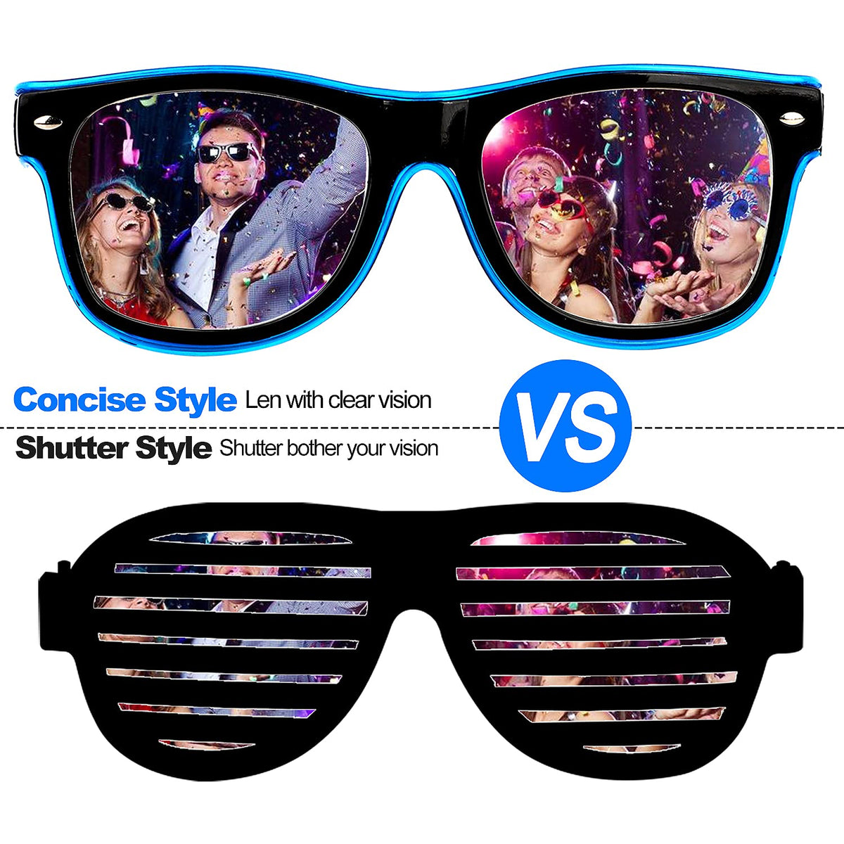 YouRfocus Wired LED Light up Glasses 3 Pack Glow in the Dark Neon Rave Glasses for Rave Party, EDM, Halloween, Christmas, Operated with Battery Power (Blue + Green + Pink)