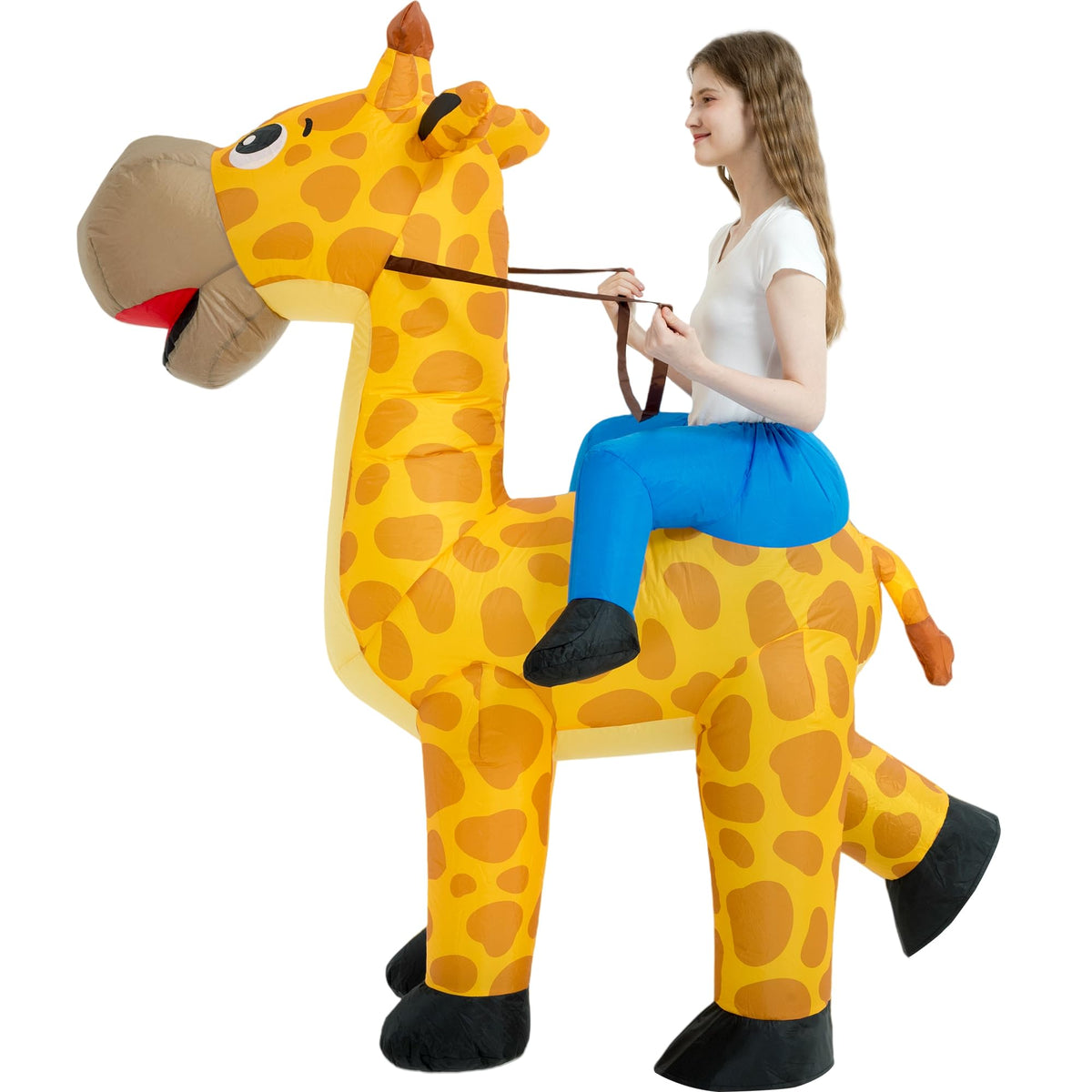 One Casa Inflatable Costume Adult,Blow Up Costumes,Ride On Giraffe Costume,Halloween Costumes for Men Women (72INCH)