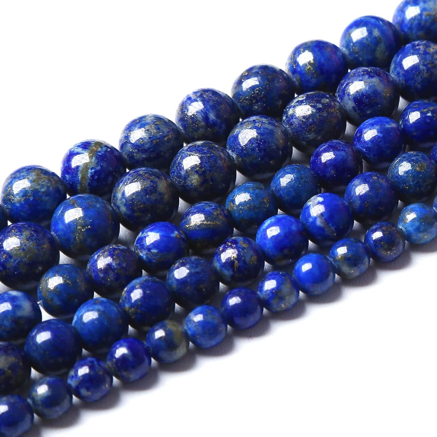 10mm 32PCS AAA+ Natural Lapis Lazuli Gemstone Beads Round Loose Stone Beads for Jewelry Making DIY Bracelets Necklace Earrings 32" 2 Strands