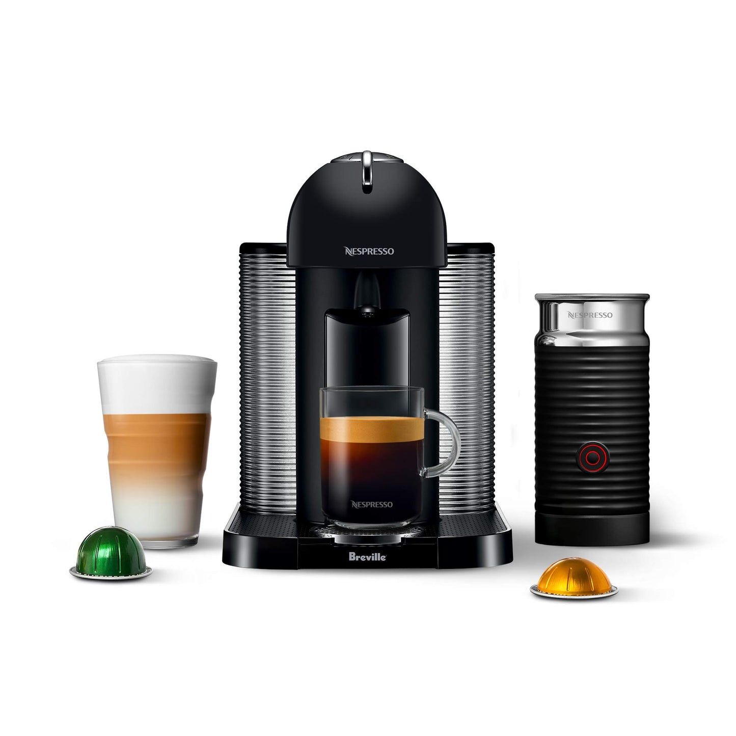 Nespresso Vertuo Coffee and Espresso Maker by Breville, Matte Black with Aeroccino Milk Frother