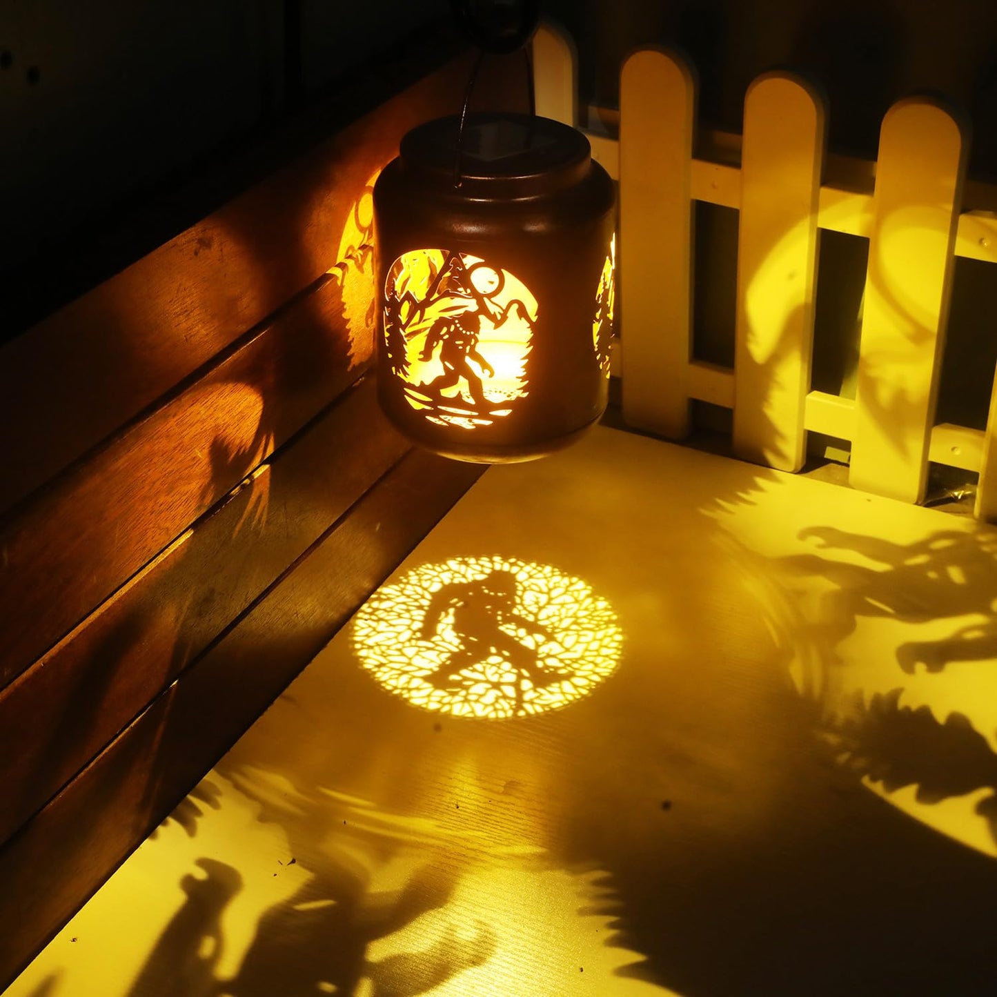 Bigfoot Sasquatch Solar Lanterns Outdoor,Waterproof Hanging Solar Lights, Big Foot Yard Decor,Gifts for Men Women Metal Decorative LED Lanterns for Yard, Patio, Lawn, Tabletop, Pathway, Landscape