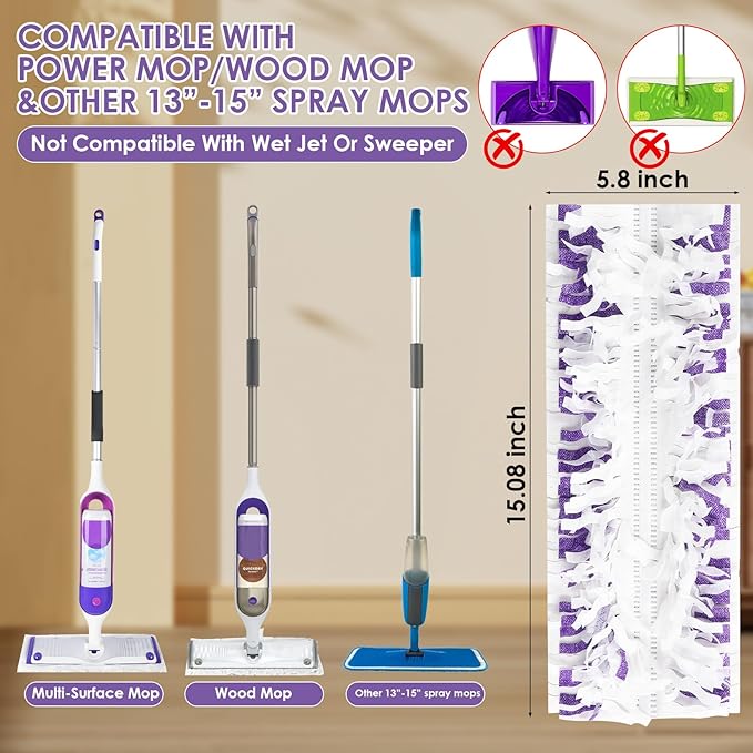 20-Pack Disposable Power Mop Pad Refills Compatible with Swiffer Power Mop Refills, Thickened Replacement for Swiffer Wet Pads Refill, Wet and Dry Use,Non-Washable&Non-Chemical&Unscented