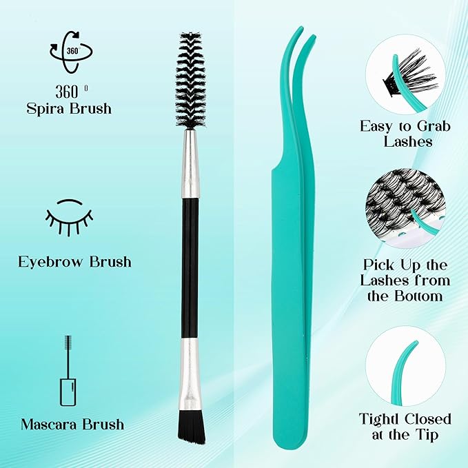 GEMERRY Fluffy Lash Extension Kit Thick Lash Clusters Kit Eyelash Clusters 280Pcs D Curl Eyelash Extension Kit With Lash Bond and Seal, Lash Tweezers, DIY Lash Extension(60P+80P-10-18mm)