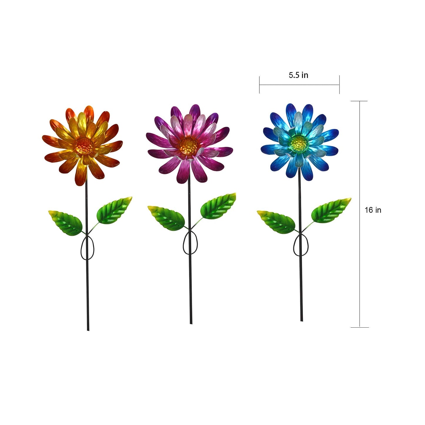 Metal Garden Stakes Outdoor Decor, 3 Pack Waterproof Floral Plant Stakes for Lawn, Patio, Yard - Durable Iron Flower Decorations for Garden, Landscape