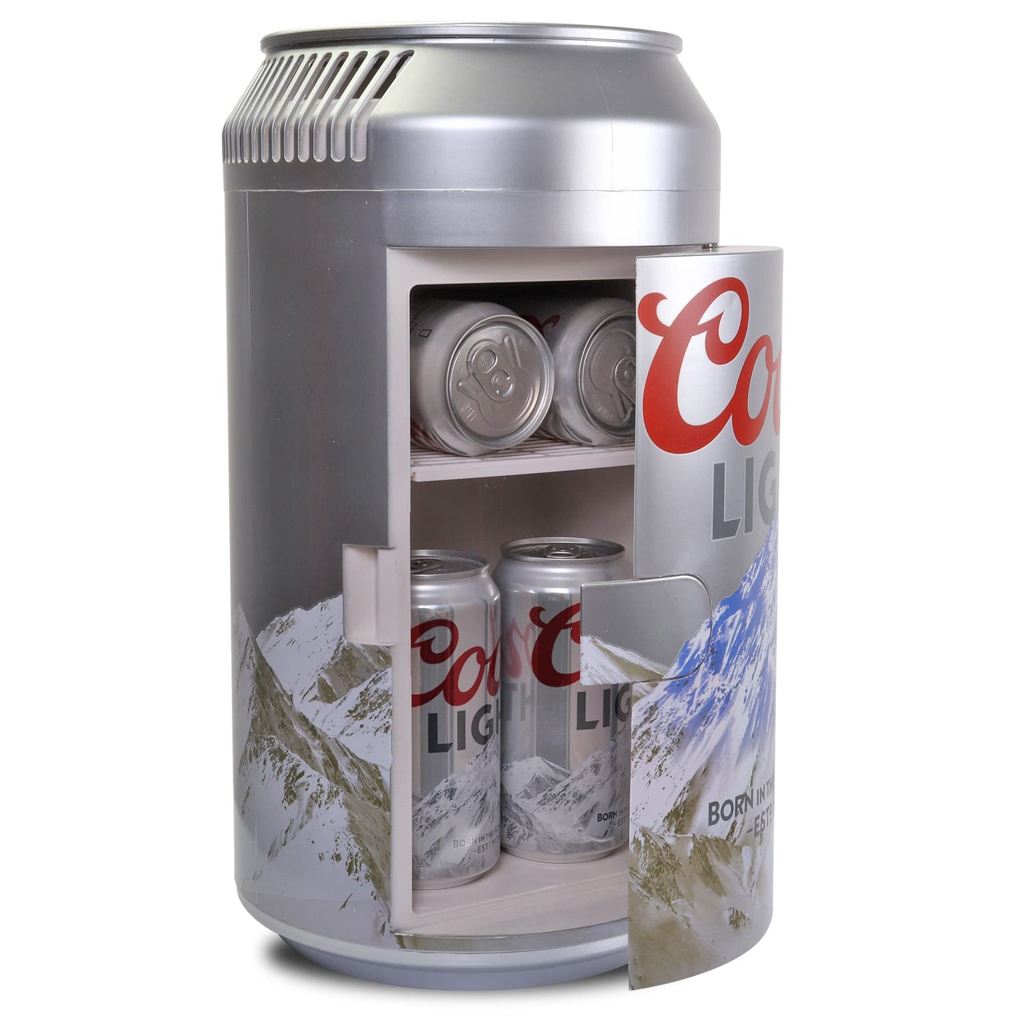 Koolatron Coors Light Mini Fridge - Refrigerator for Bedroom Office, Portable Table Top Beverage Cooler, 12V 110V Refrigerador For Drinks, Soda, Wines, Use In Car, Dorm, Outdoor, 8 Can