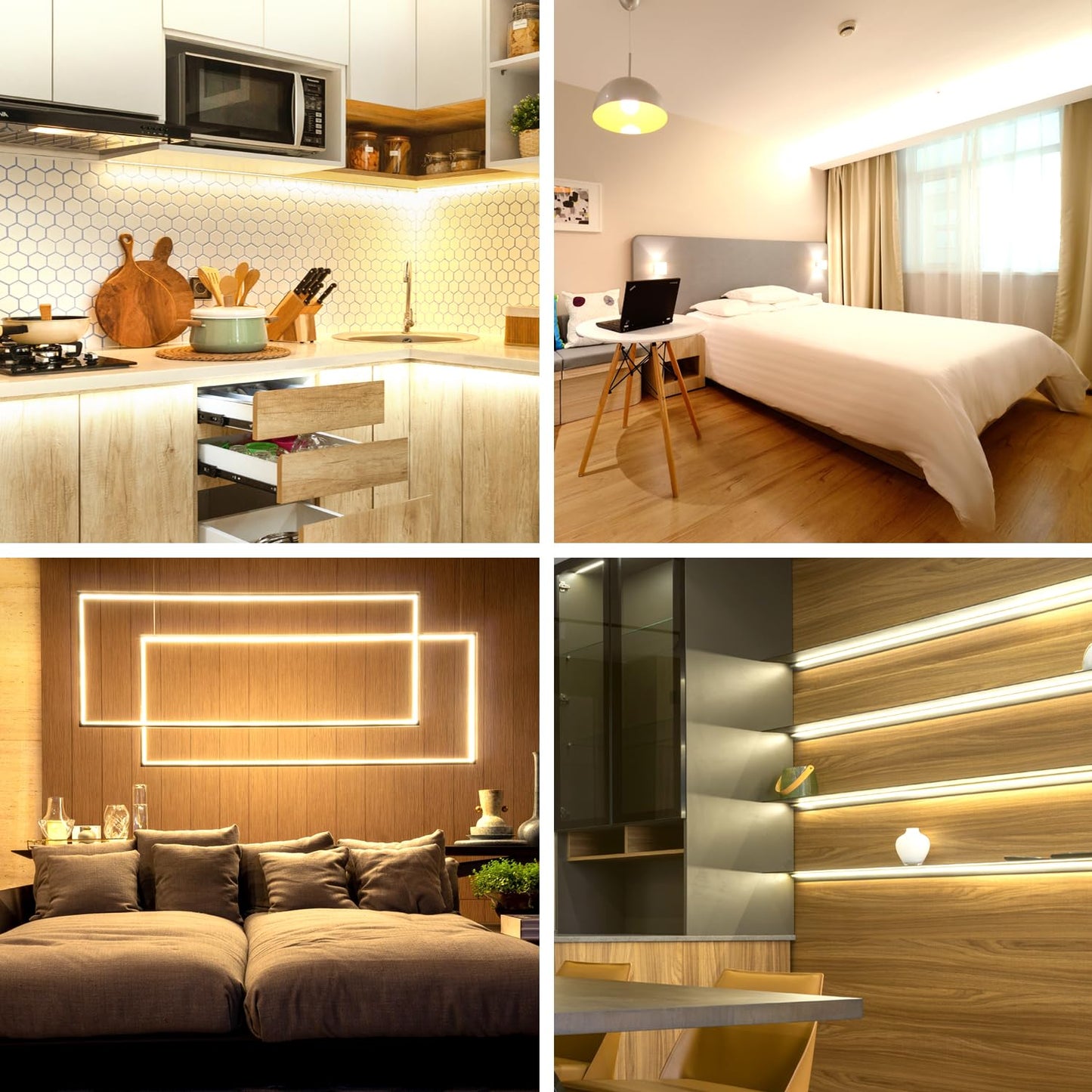 Yeewhale 16.4ft COB LED Light Strip 3000K Warm White Dimmable DC 24V Flexible LED Tape Light for Bedroom, with Remote and app Control LED Strip Lights,for DIY Decoration