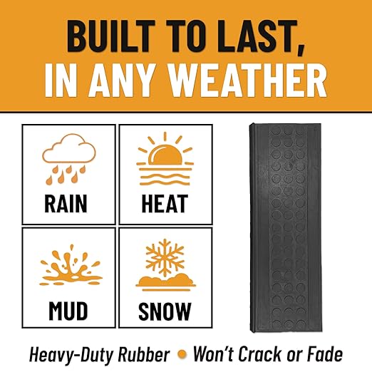 Ottomanson Outdoor Bullnose Stair Treads – Coin Heavy-Duty Non Slip Stair Mats – Strong Grip for Concrete, Brick & Textured Steps – Requires Fastening on Wooden & RV Steps, Pack of 5