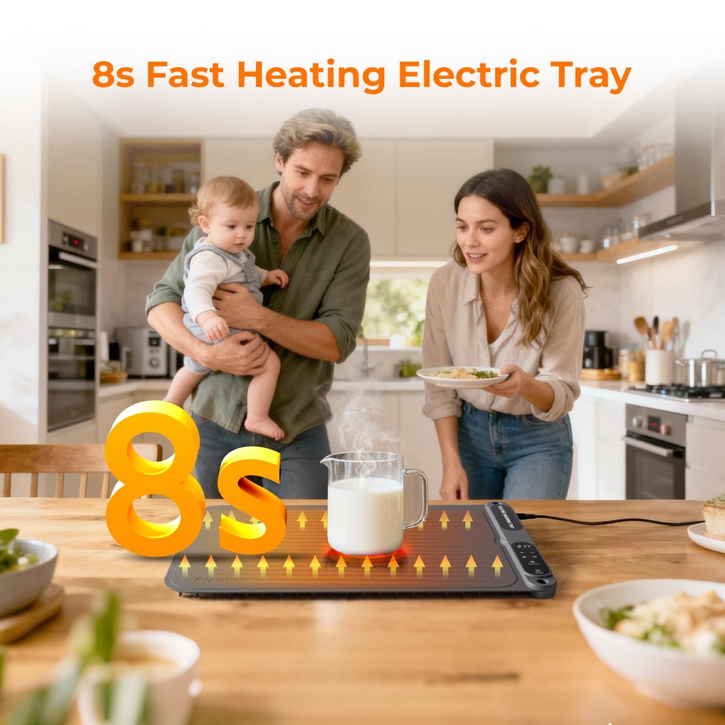 Firelex Food Warming Mat for Buffet, Silicone Food Warming Mat with Timer & 7-Temp Settings, 8s Fast Heat, Keep Food Warm for Party, Family Dinners, Gray
