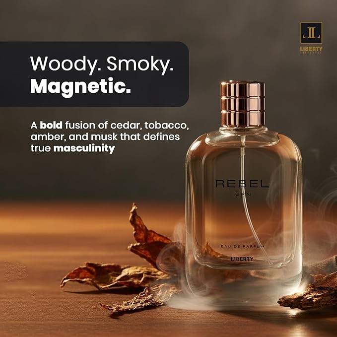 Liberty Luxury Rebel Perfume for Men 100ml, Powerful Long Lasting Eau De Parfum with Spicy Woody Notes Masculine Fragrance for the Modern Rule Breaker, men cologne, Gift For Men,100ml