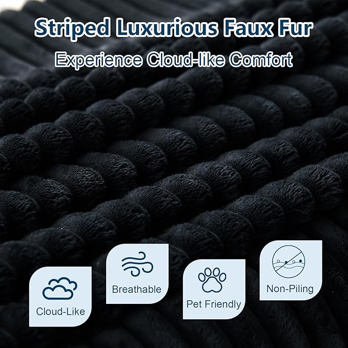 135.4" Cloud Sectional Couch with L-Shape Chaise, Modern Corduroy Boneless Couch for Living Room,Memory Foam Sofa with Deep Seat,No Assembly Required (Black,Left-Facing Chaise)
