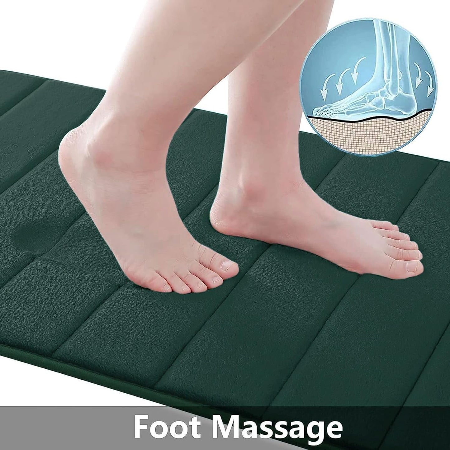 Buganda Memory Foam Bath Mat, 35.4" x 24", Ultra Soft and Non-Slip Bathroom Rugs, Water Absorbent and Machine Washable Bath Rug Runner for Bathroom, Shower, and Tub, Dark Green