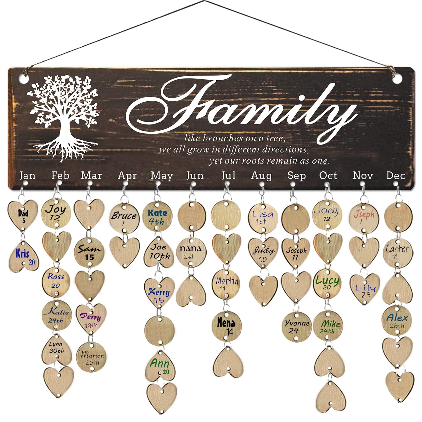 Logresy Birthday Gifts for Grandma, Family Birthday Tracker Reminder Calendar Board, Best Mom Grandma Christmas Mother Day Present Idea, Record Birthday in One Place, New Year Gift for Elderly