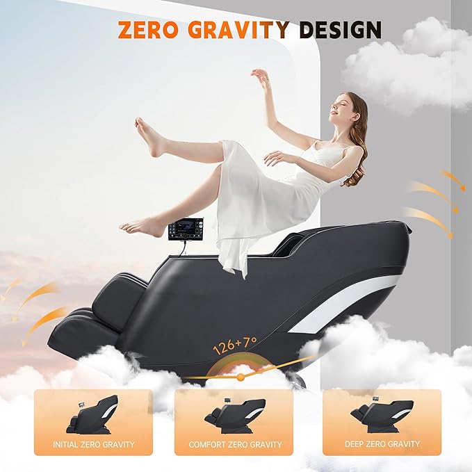 Redcamp Massage Chair Full Body: with 8-Point Fixed Nodes, Zero Gravity, Waist & Leg Heating, Airbag Massage, Bluetooth Music, LED Remote, Foot Rollers, Auto Programs, Adjustable Calf