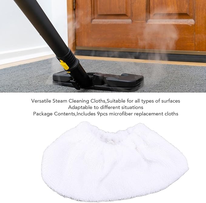 ZJchao Steam Mop Replacement Pads Reusable Washable Microfiber Steam Cleaner Mop Pads 9PCS Set for Hardwood Floors Tile Surfaces Fiber Towel Fabric 8x9x18cm